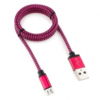 Купить Кабель USB 2.0 Cablexpert CC-mUSB2pe1m, USB-MicroUSB, 1м, нейлоновая оплетка, алюм разъ, фиол в Алматы