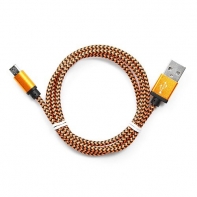 Купить Кабель USB 2.0 Cablexpert CC-mUSB2oe1m, USB-MicroUSB, 1м, нейлоновая оплетка, алюм разъемы, оранжев в Алматы