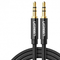 купить Аудиокабель UGREEN AV112 3.5mm Male to 3.5mm Male Cable Gold Plated Metal Case with Braid, 1m, Black, 50361 в Алматы фото 2