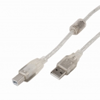 Купить Кабель USB 2.0 Pro Cablexpert CCF-USB2-AMBM-TR-15, AM/BM, 4,5м, экран, феррит.кольцо, прозрачный, па в Алматы