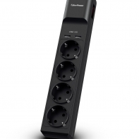 Купить Сетевой Фильтр CyberPower P0420SUC0-DE  NEW 1,8м, 4 розетки, 10А, 350Дж, 2 USB 2,4A, черный цвет в Алматы