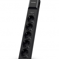 Купить Сетевой Фильтр CyberPower B0520SUC0-DE NEW 1,8м, 5 розеток, 10А, 350Дж, 2 USB 2,4A, черный цвет в Алматы