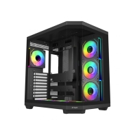 Купить Компьютерный корпус FSP U580-BA, Без БП, 2xUSB3.0/Type-C, 7xARGB 120, Curved Glass, Black, ATX(BTF) в Алматы