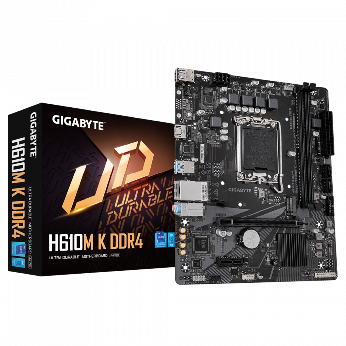 Купить Сист.плата Gigabyte H610M K DDR4 2.0, H610, 1700, 2xDDR4, PCI-Ex16, PCI-Ex1, M.2, 2xSATA, HDMI, BOX в Алматы